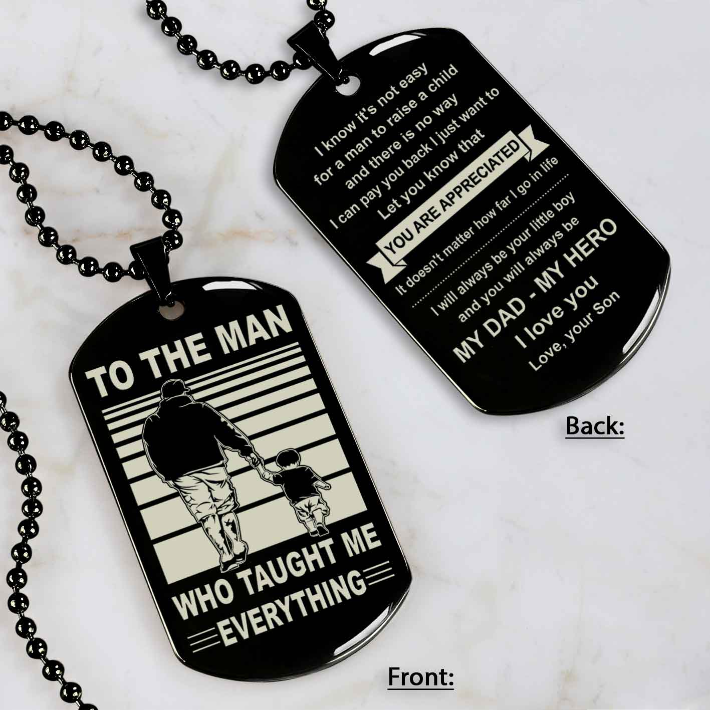 Biker Double Side Dog Tag To The Man Who Taught Me Everything - You Are My Hero Gift From Son To Dad Father's Day Gift
