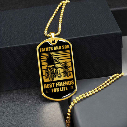 VGT_TRL Military Chain Silver Plated 18K Gold Plated Father And Son Best Friend For Life Gift For Your Son