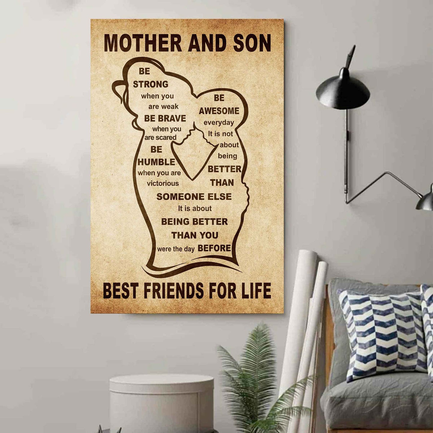Personalized Family Poster Canvas Mother And Son Best Friend For Life Gift From Mom Gift For Your Son With Motivational Message