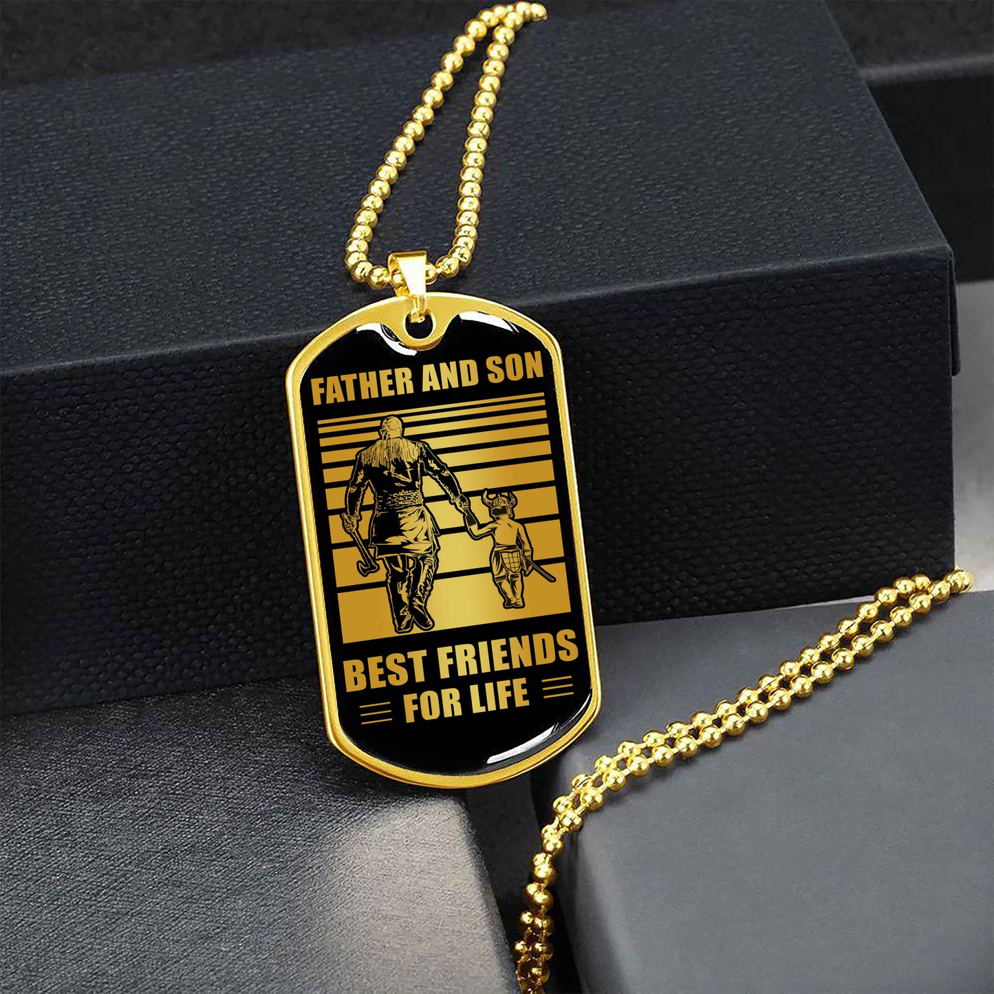 KN Military Chain Silver Plated 18K Gold Plated Father And Son Best Friend For Life Gift For Your Son