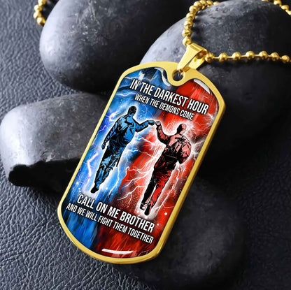 DRB Military Chain Silver Plated 18K Gold Plated Silver Plated Call On Me Brother And We Will Fight Them Together