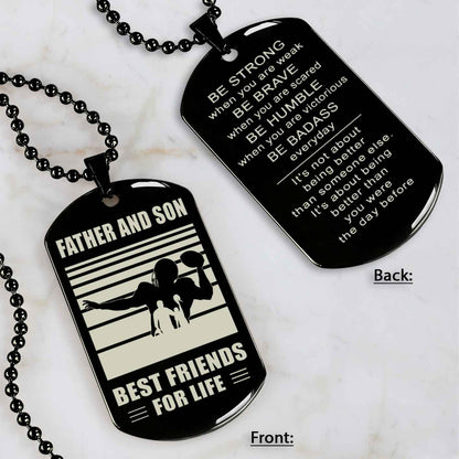 Basketball Personalized Double Sided Dog Tag Father And Son Best Friends For Life Message on the back side New Version