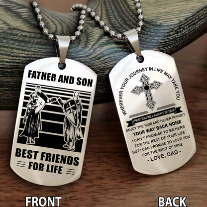 Samurai Cross Double Sided Dog Tag Father And Son Best Friend For Life - Gift For Son Never Forget Your Way Back Home