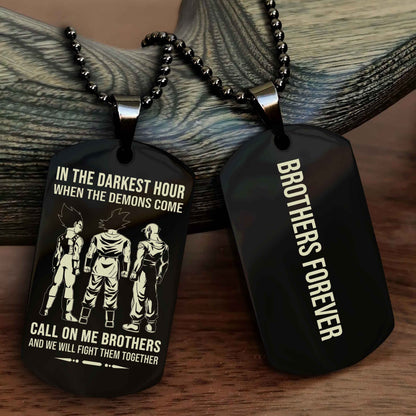 Samurai customizable engraved black dog tag double sided gift from brother, brother forevers