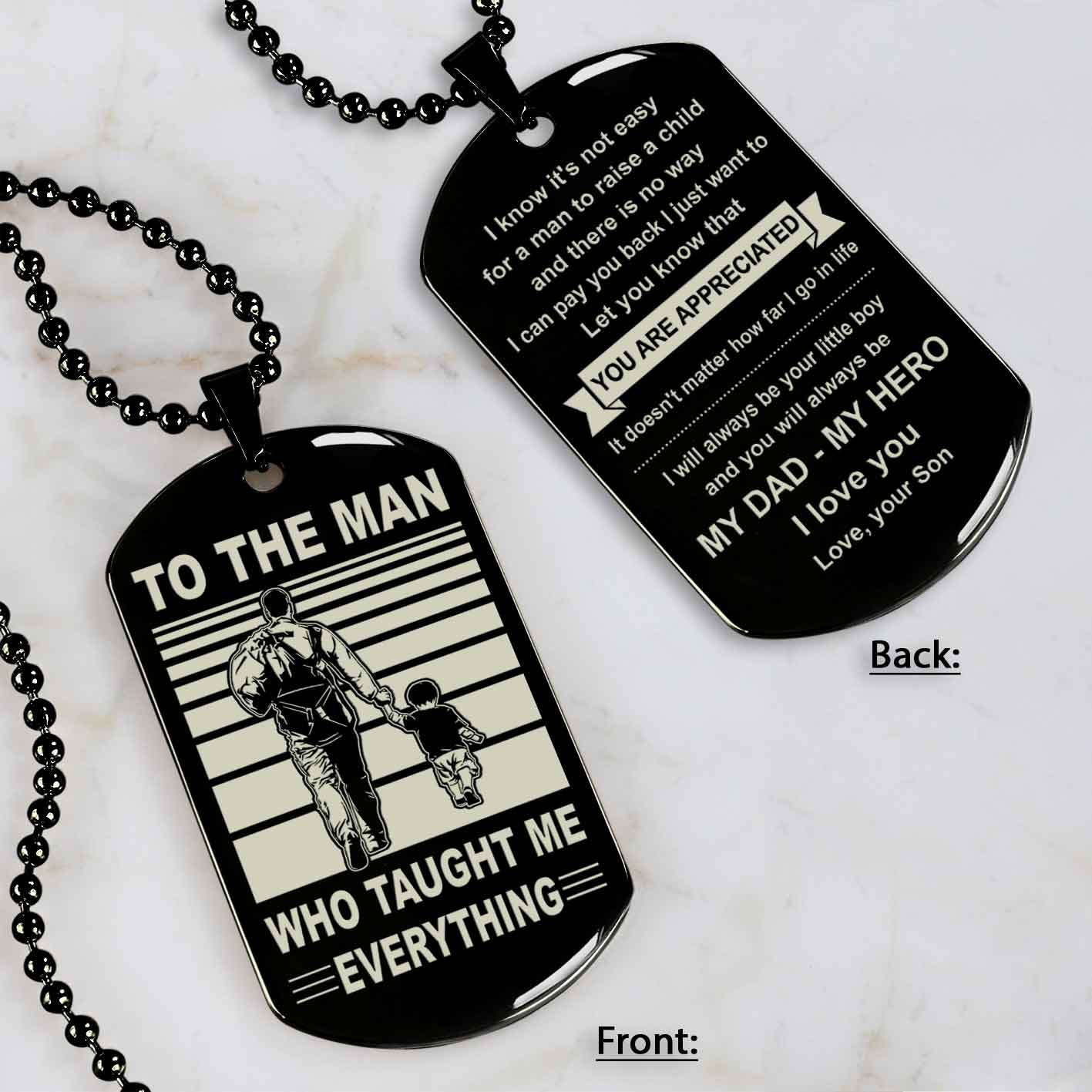 Biker Double Side Dog Tag To The Man Who Taught Me Everything - You Are My Hero Gift From Son To Dad Father's Day Gift