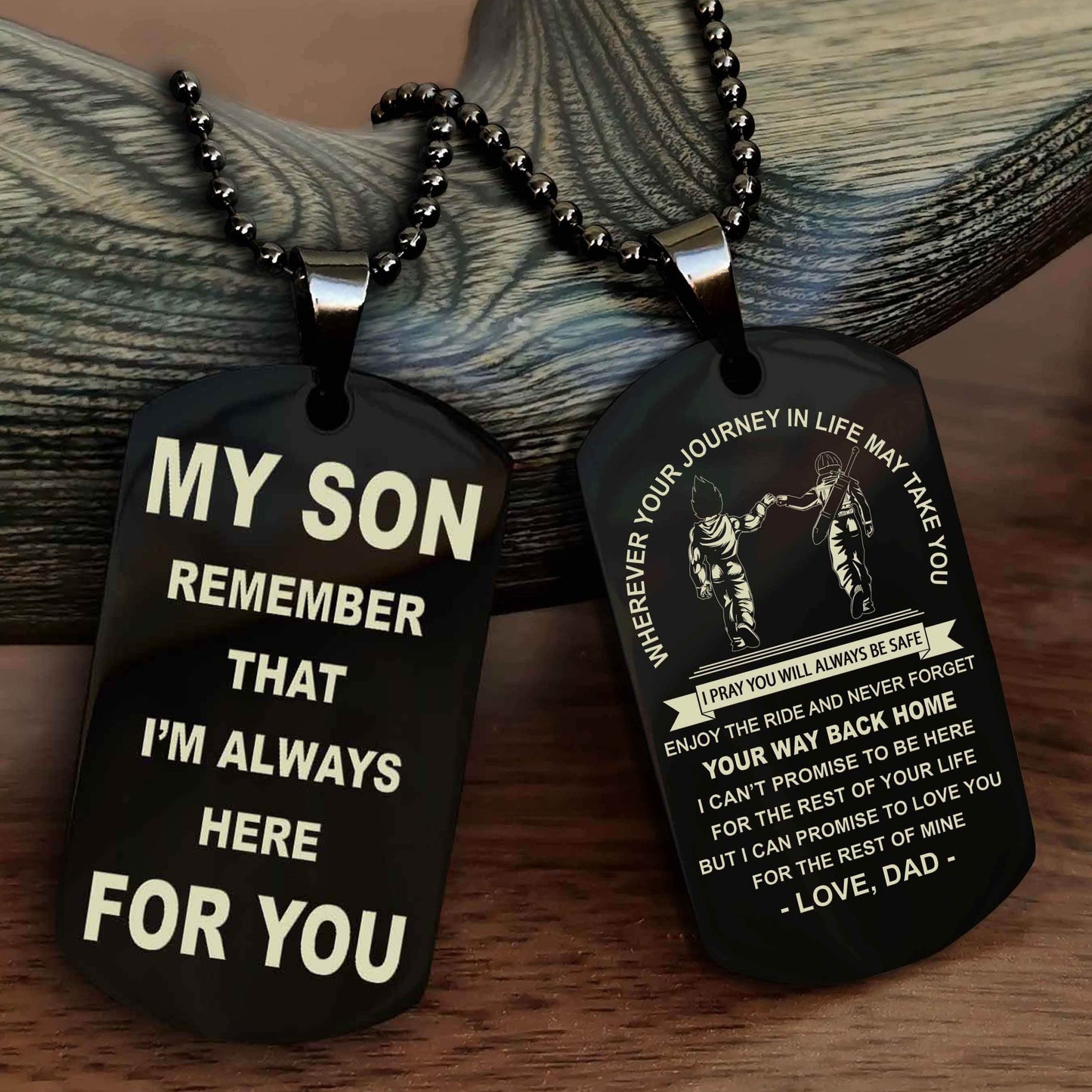 Samurai Double Sided Dog Tag My Son Remember That I'm Always Here For You - Enjoy The Ride And Never Forget Your Way Back Home