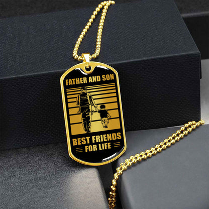 GK_GHL Military Chain Silver Plated 18K Gold Plated Father And Son Best Friend For Life Gift For Your Son
