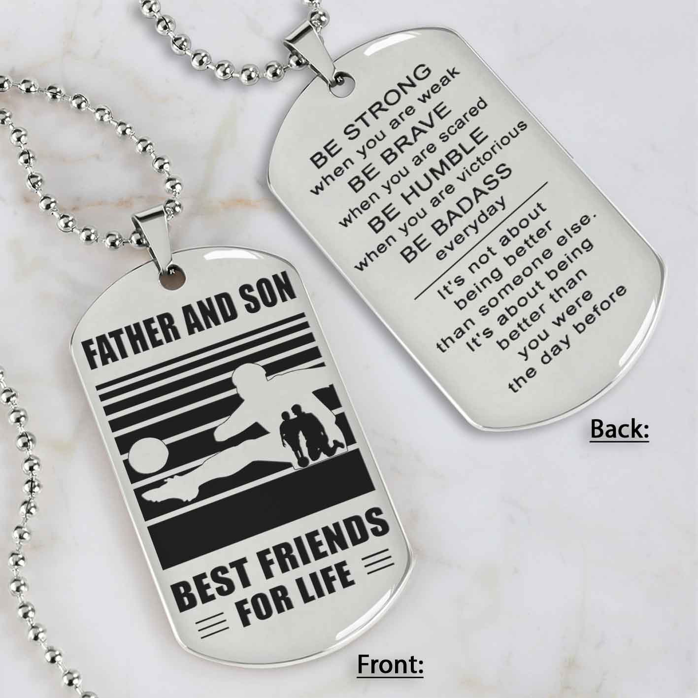 Silver Version Basketball Personalized Double Sided Dog Tag Father And Son Best Friends For Life  Message on the back side
