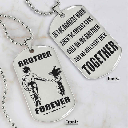 Customizable engraved black dog tag double sided gift from brother, brother forever
