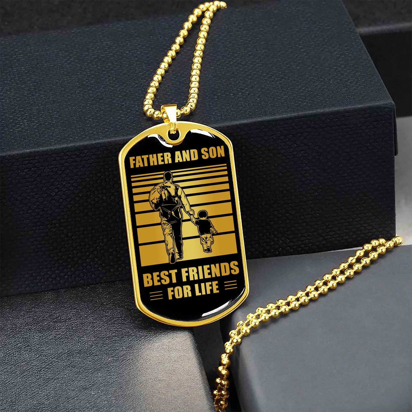 VGT_TRL Military Chain Silver Plated 18K Gold Plated Father And Son Best Friend For Life Gift For Your Son