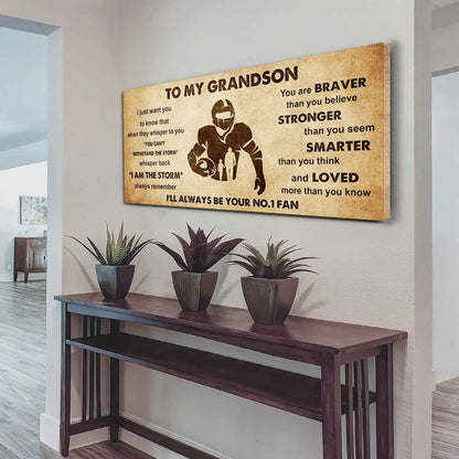 Personalized Sport Baseball Poster Canvas I'll Be Your No 1 Fan Grandpa To Grandson - Whisper Back I'm The Storm