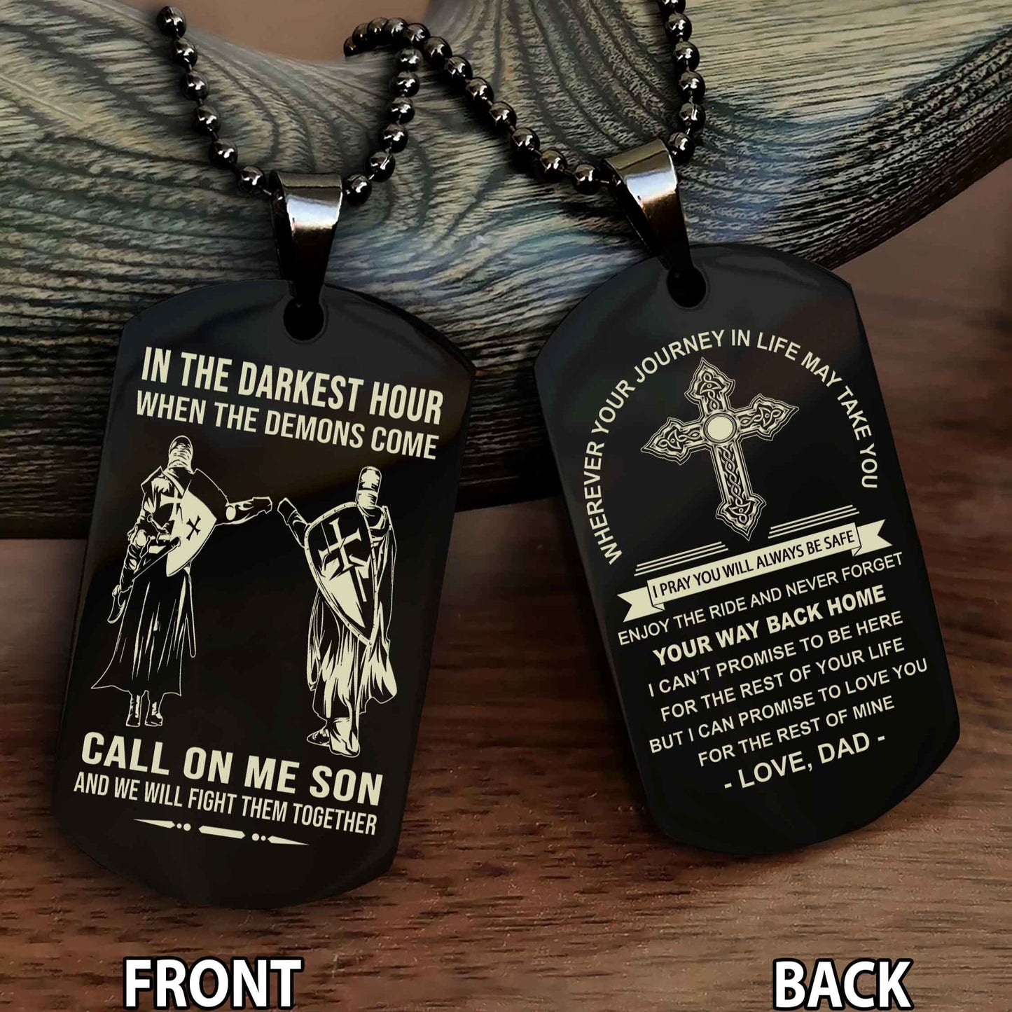 Samurai Double Sided Cross Dog Tag Call On Me Son - Gift For Son From Dad Your Way Back Home