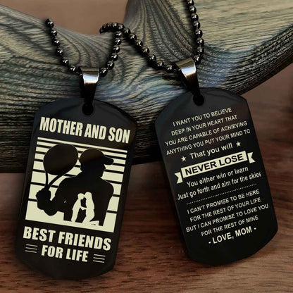 Sport Personalized Double Sided Dog Tag Father And Son Best Friend For Life - You Will Never Lose You Either Win Or Learn