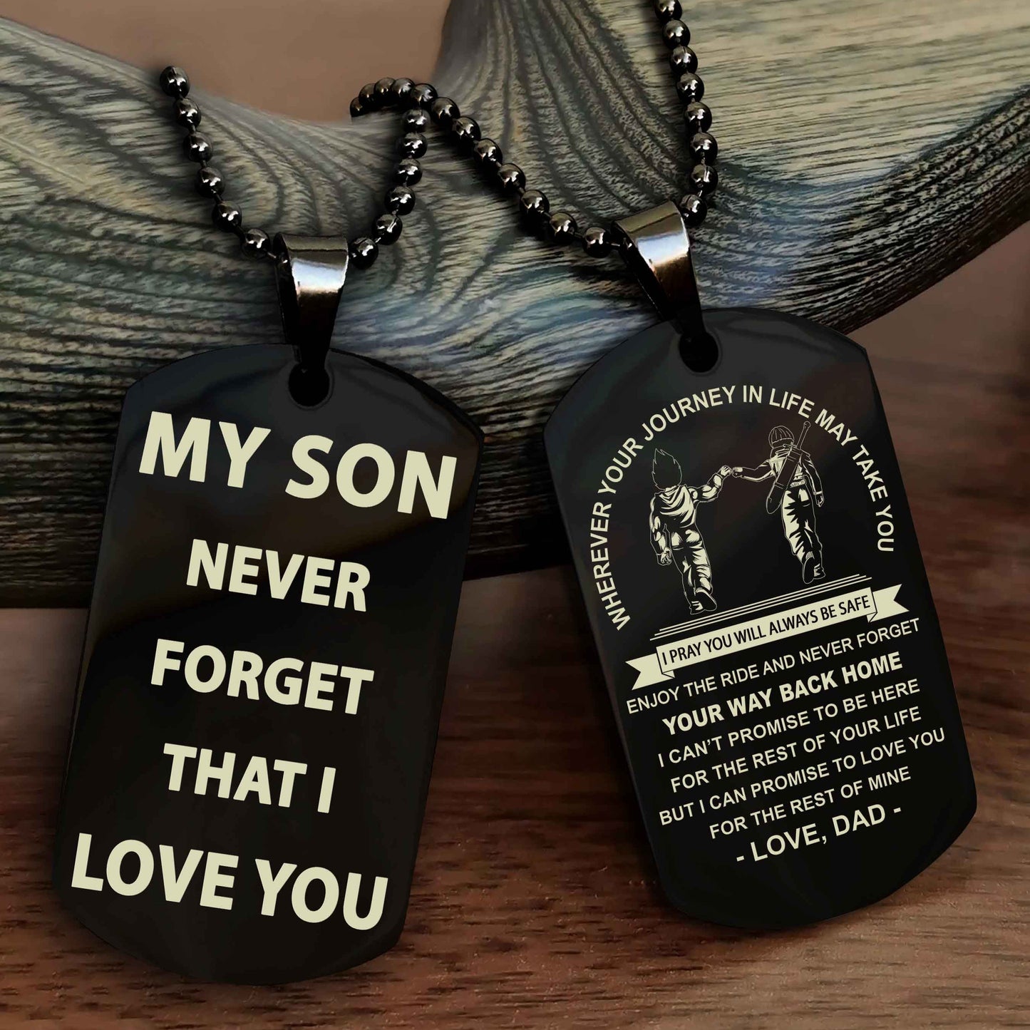 DRB Double Sided Dog Tag To My Son Never Forget That I Love You - Gift For Son Never Forget Your Way Back Home