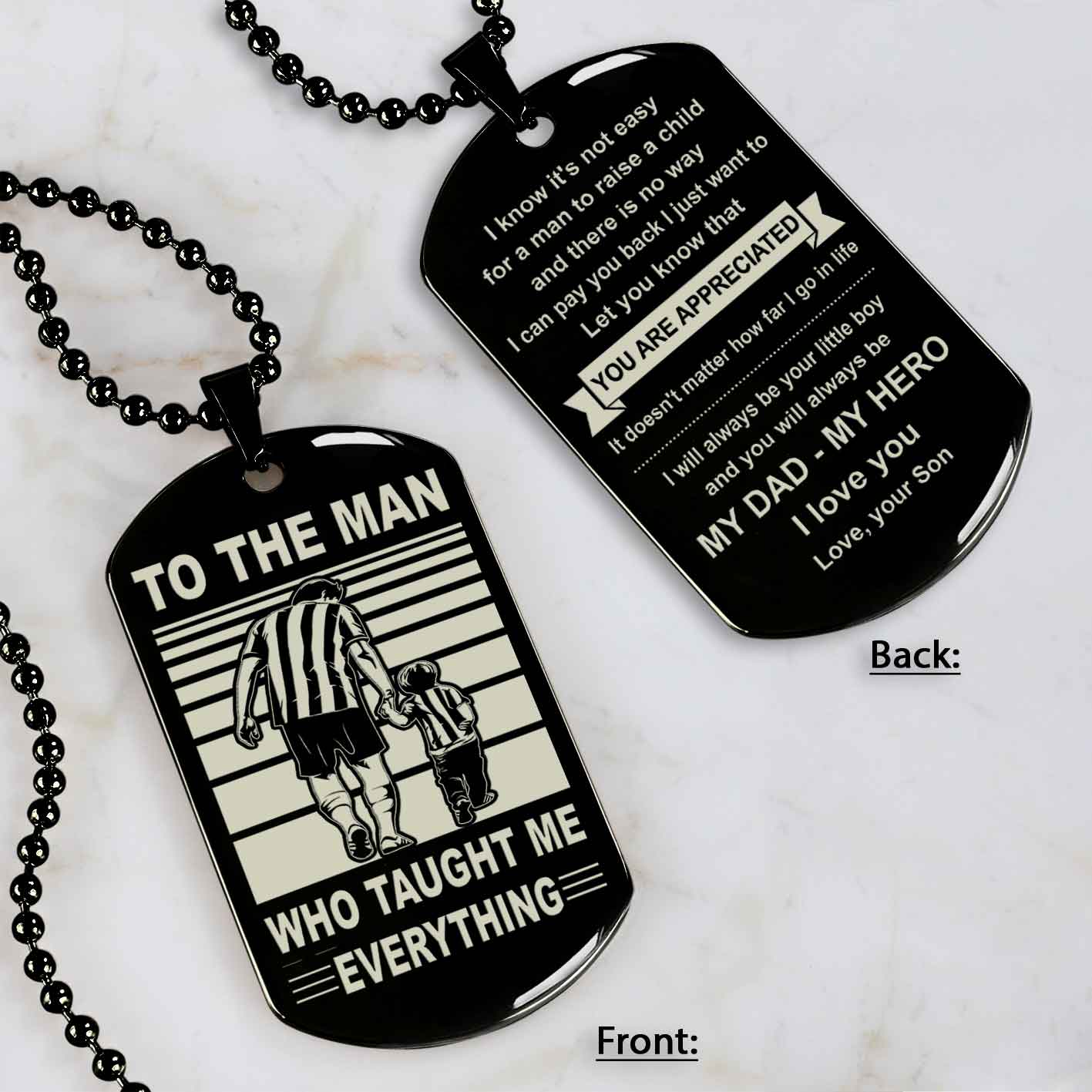 Biker Double Side Dog Tag To The Man Who Taught Me Everything - You Are My Hero Gift From Son To Dad Father's Day Gift