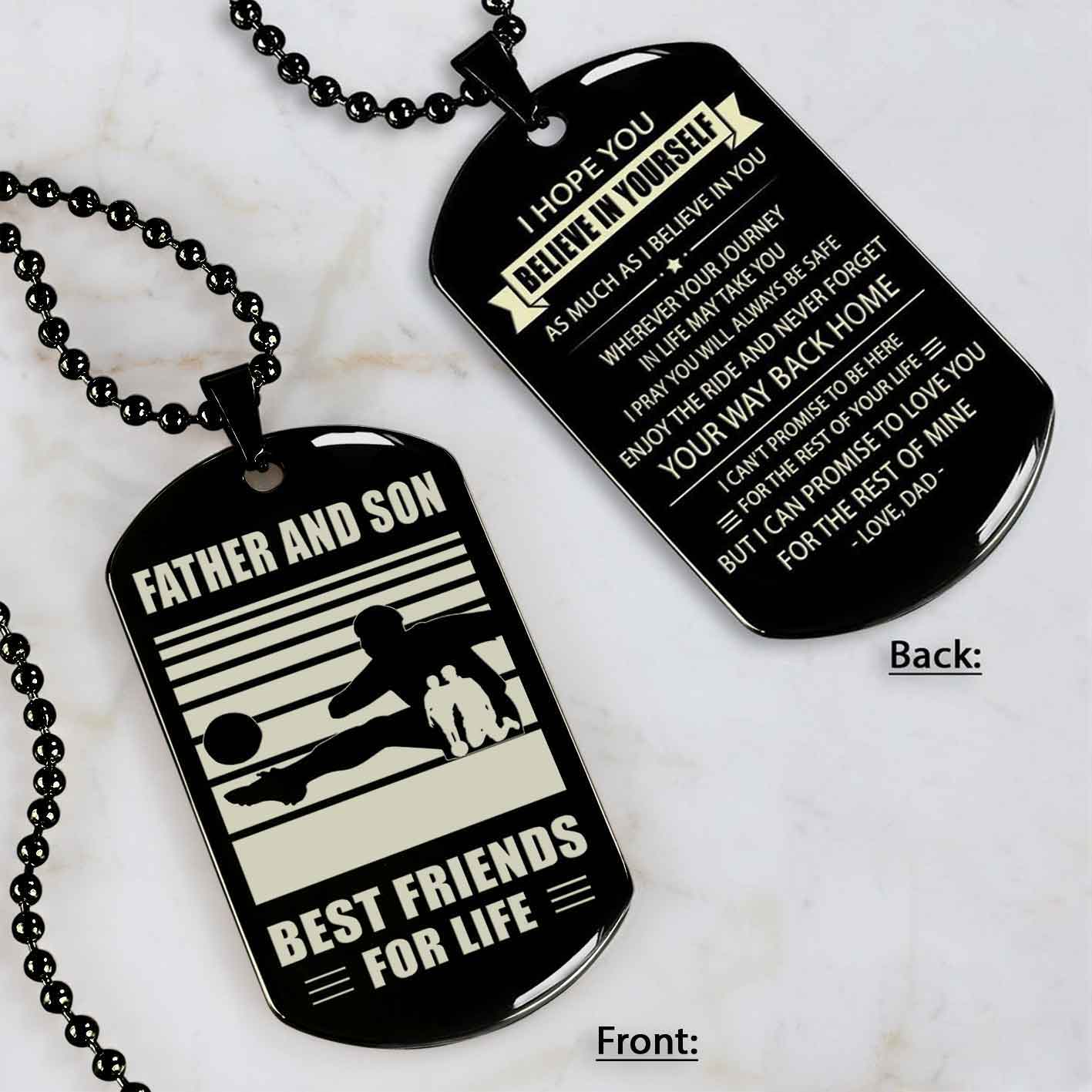 Basketball Personalized Double Sided Dog Tag Father And Son Best Friends For Life Message on the back side New Version