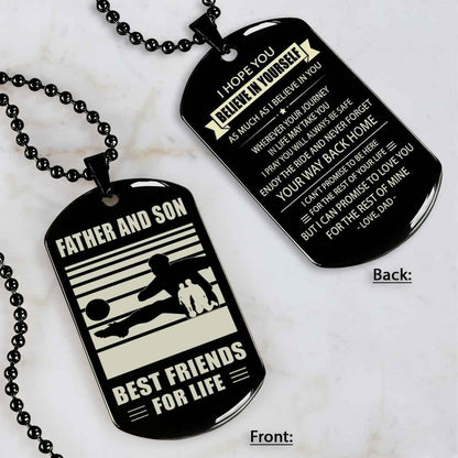 Basketball Personalized Double Sided Dog Tag Father And Son Best Friends For Life Message on the back side New Version