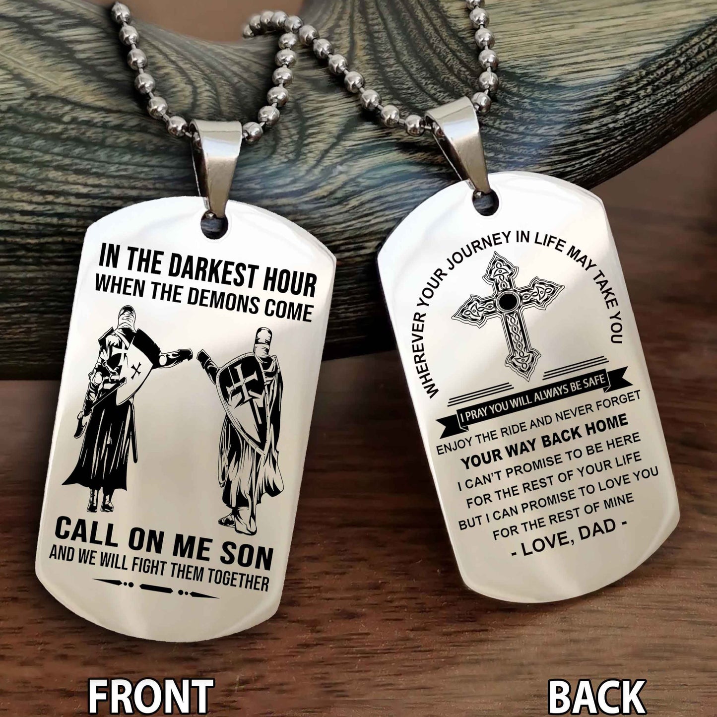 Samurai Double Sided Cross Dog Tag Call On Me Son - Gift For Son From Dad Your Way Back Home