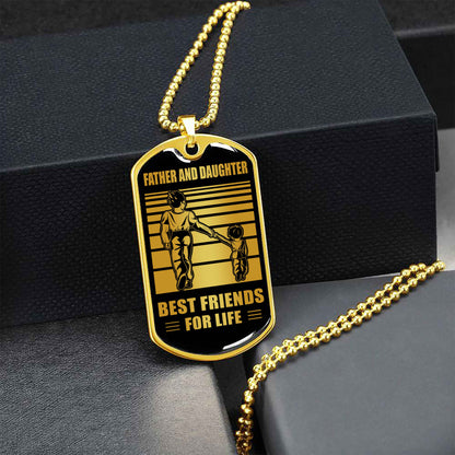 GK_GHL Military Chain Silver Plated 18K Gold Plated Father And Son Best Friend For Life Gift For Your Son