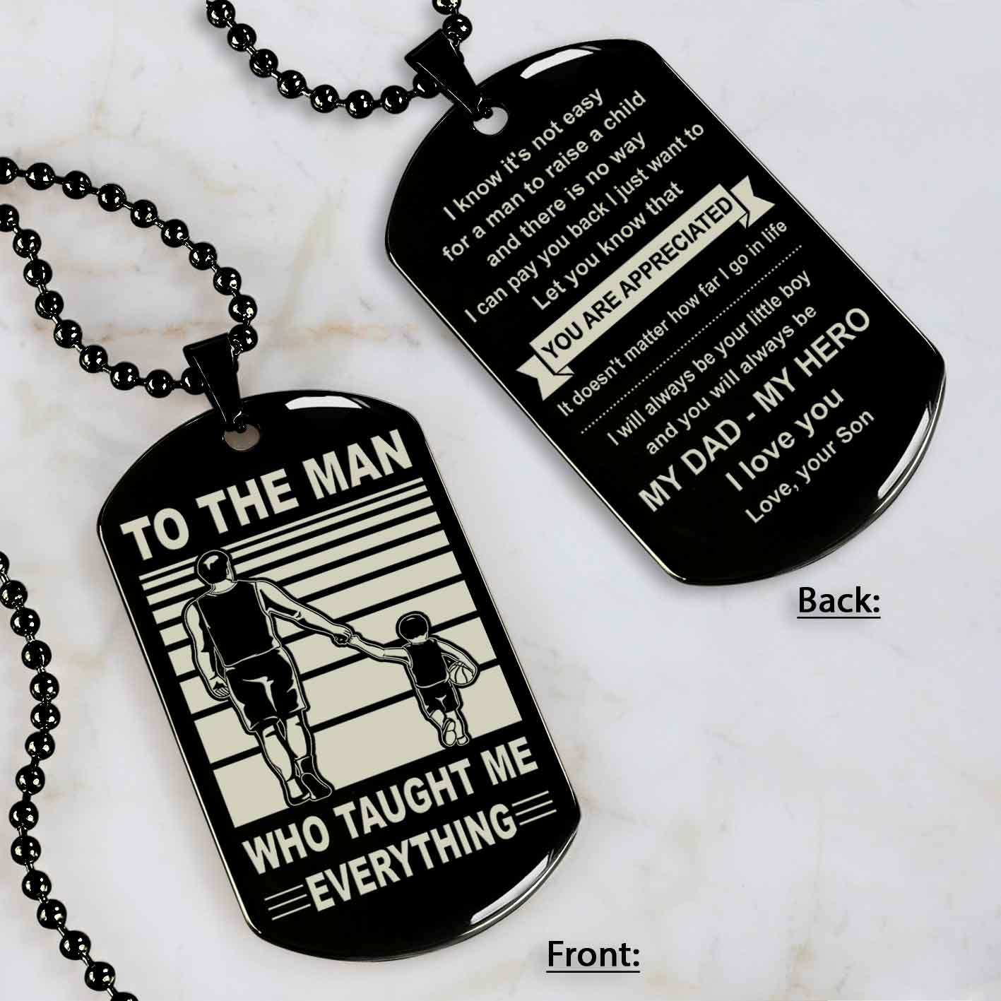 Biker Double Side Dog Tag To The Man Who Taught Me Everything - You Are My Hero Gift From Son To Dad Father's Day Gift