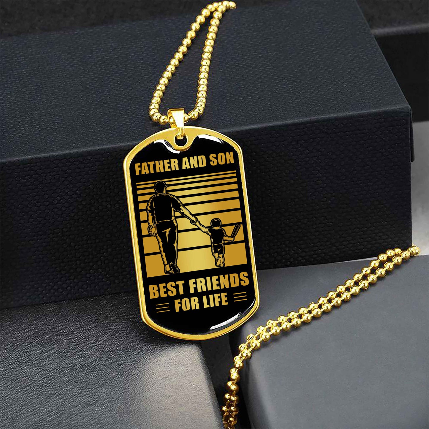 GK_GH Military Chain Silver Plated 18K Gold Plated Father And Son Best Friend For Life Gift For Your Son