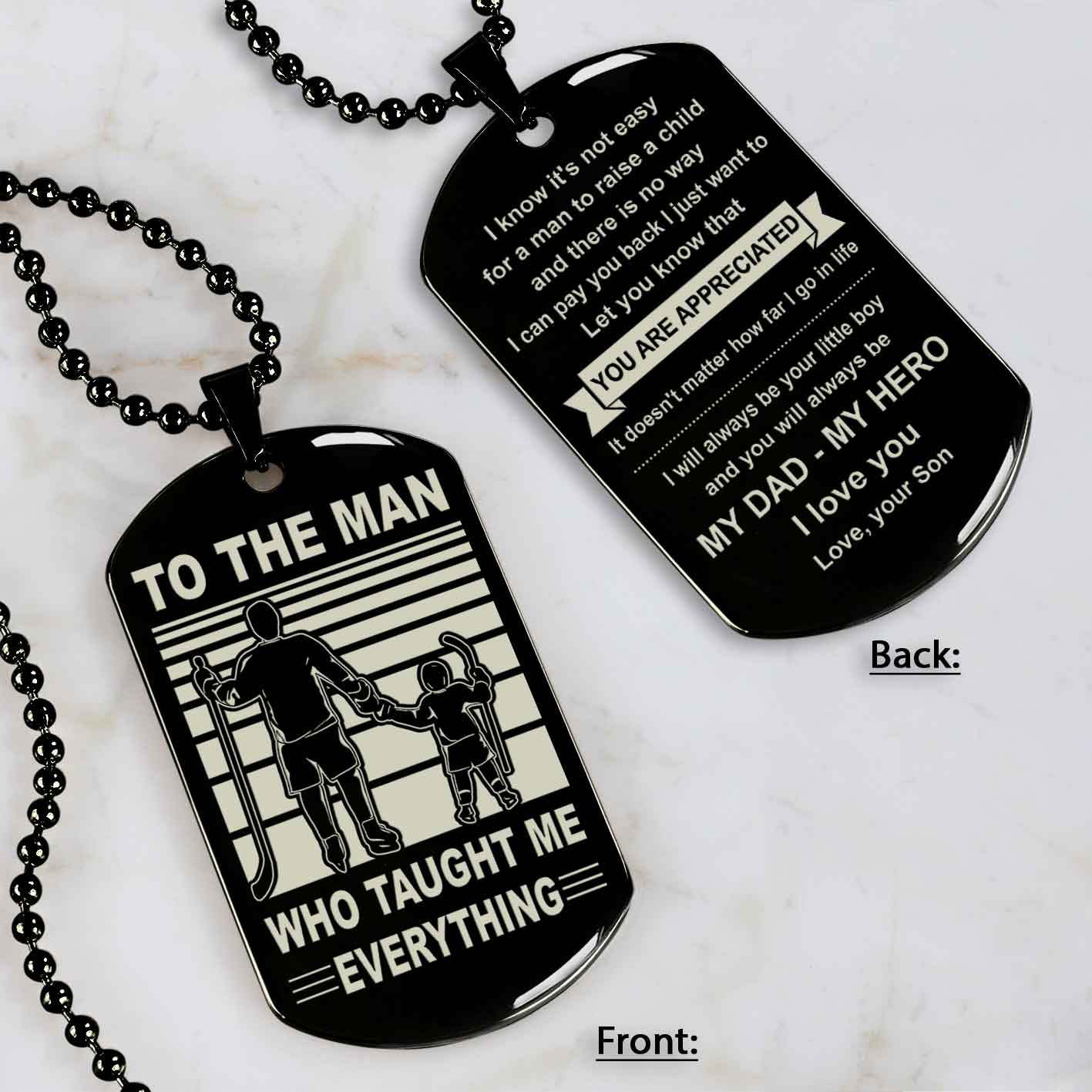 Biker Double Side Dog Tag To The Man Who Taught Me Everything - You Are My Hero Gift From Son To Dad Father's Day Gift