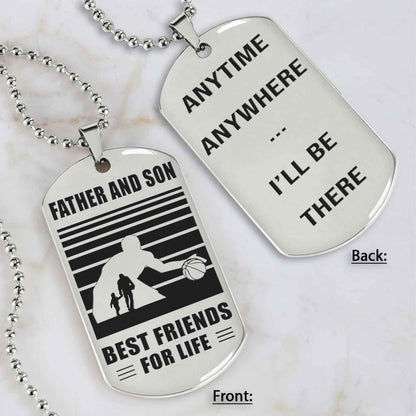 Silver Version Basketball Personalized Double Sided Dog Tag Father And Son Best Friends For Life  Message on the back side