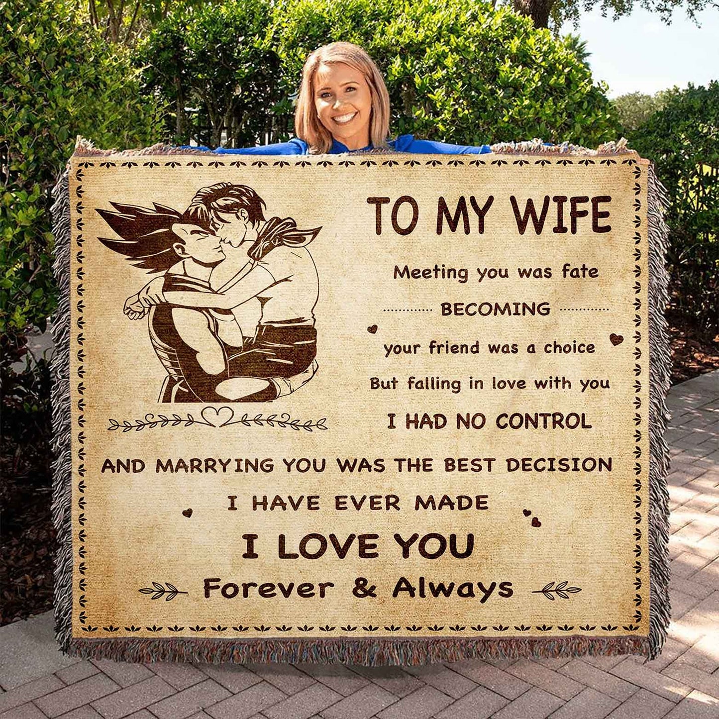 To My Wife Woven Blanket Meeting You Was Fate I Love You Forever And Always Gift For Your Wife