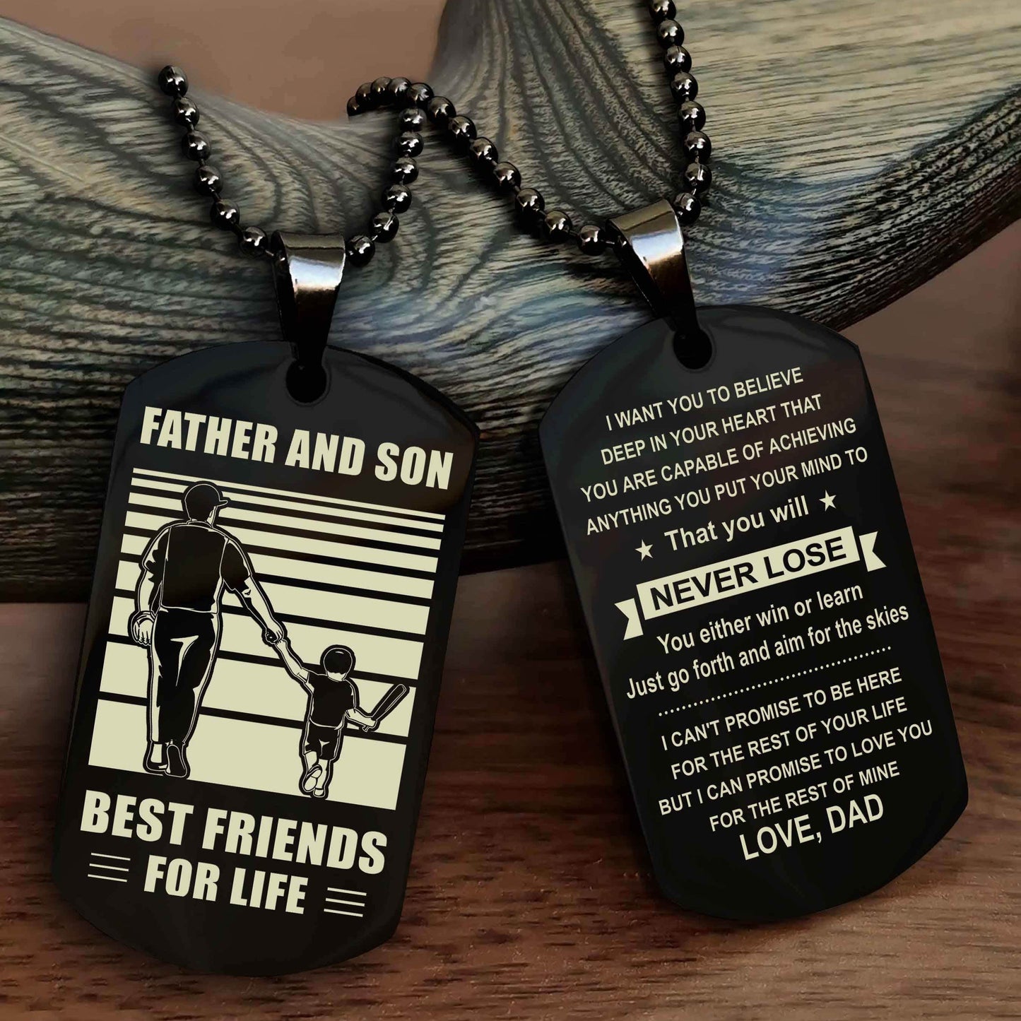 Samurai Personalized Double Sided Dog Tag Silver To My Son I Love You - You Will Never Lose You Either Win Or Learn From Dad To Son