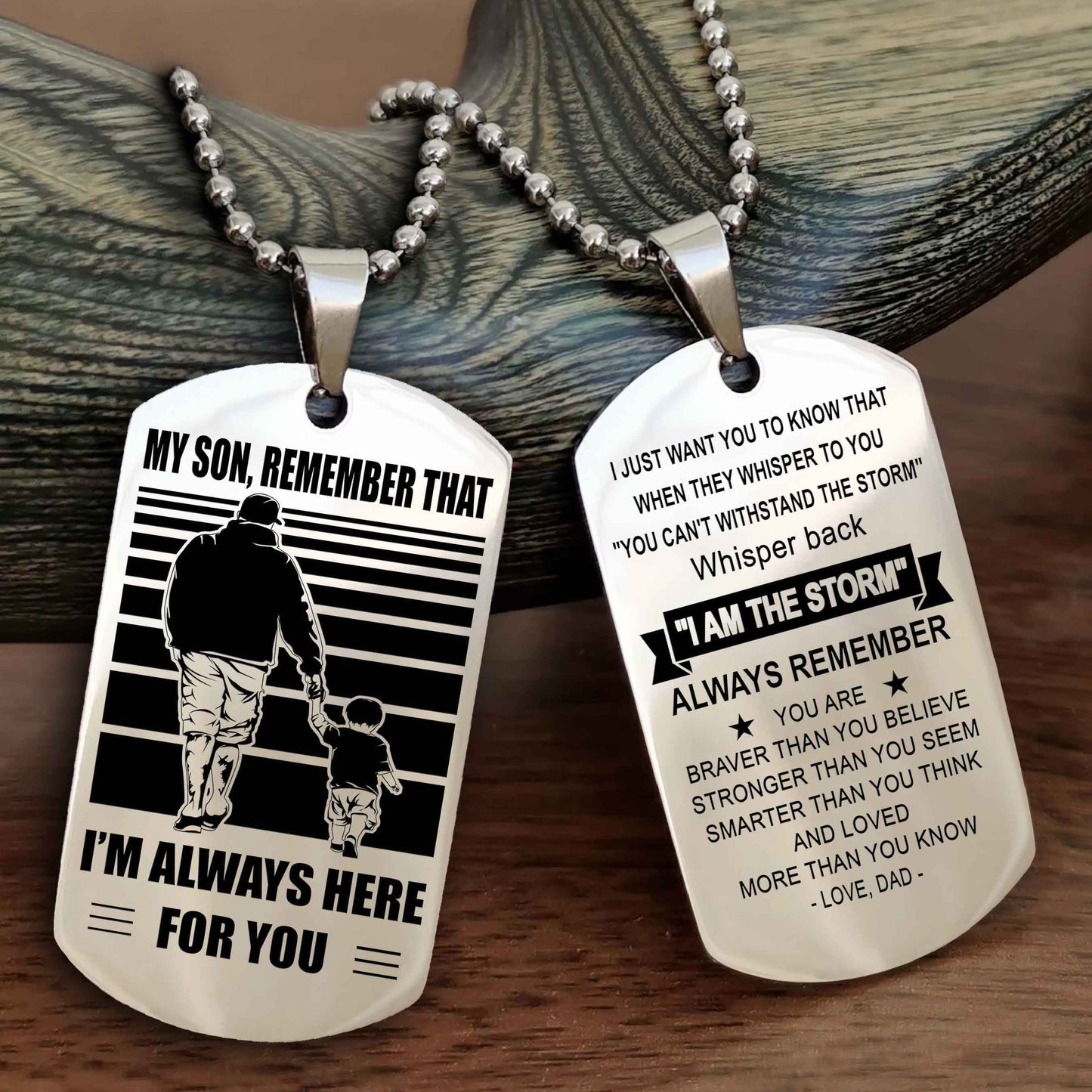Samurai Personalized Double Sided Dog Tag My Son Remember That I Will Always Here Whisper Back I Am The Storm