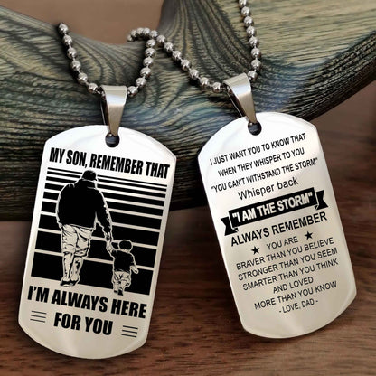 Biker Personalized Double Sided Dog Tag My Son Remember That I Will Always Here Whisper Back I Am The Storm