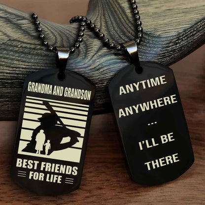 Sport Personalized Double Sided Dog Tag Grandpa And Grandson Best Friend For Life - Anytime Anywhere I Will Be There