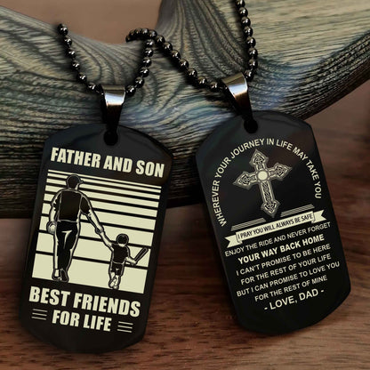 Samurai Cross Double Sided Dog Tag Father And Son Best Friend For Life - Gift For Son Never Forget Your Way Back Home
