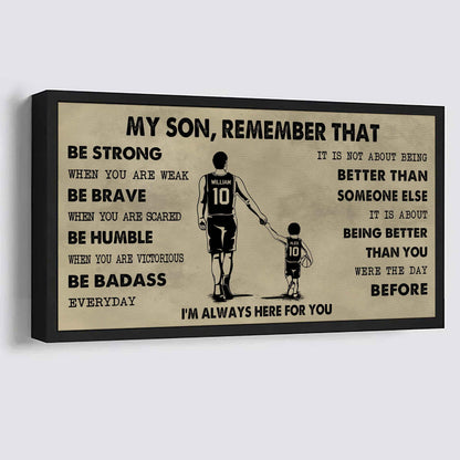 Personalized DRB Poster Canvas - My Son Remember That Be Strong When You Are Weak Be Badass Everyday