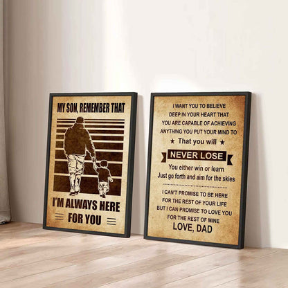 Combo 2 DRB Poster Canvas My Son Remember That - You Will Never Lose You Either Win Or Learn