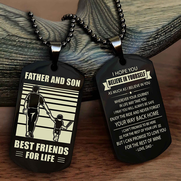 Samurai Personalized Double Sided Dog Tag Black To My Son I Love You - Enjoy The Ride And Never Forget Your Way Back Home From