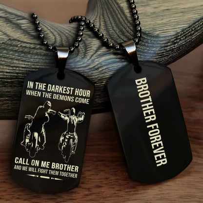 DRB Customizable engraved black dog tag double sided gift from brother, brother forevers