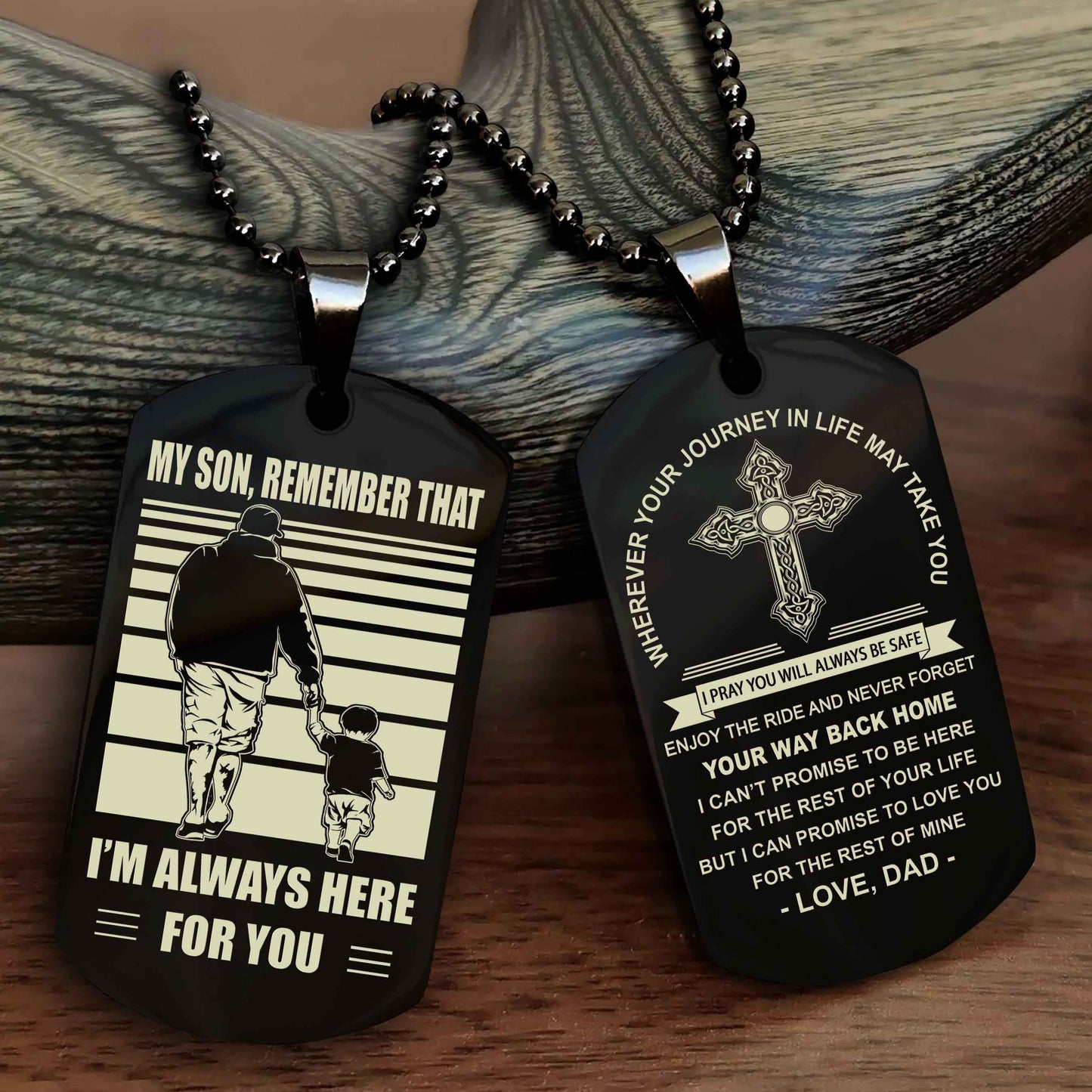 Samurai Cross Double Sided Dog Tag My Son Remember That - Gift For Son Enjoy The Ride Never Forget Your Way Back Home