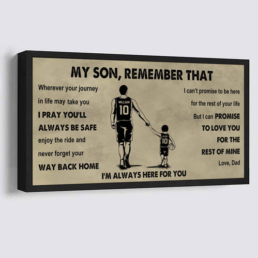 Personalized Sport Poster Canvas -  My Son Remember That Never Forget Your Way Back Home