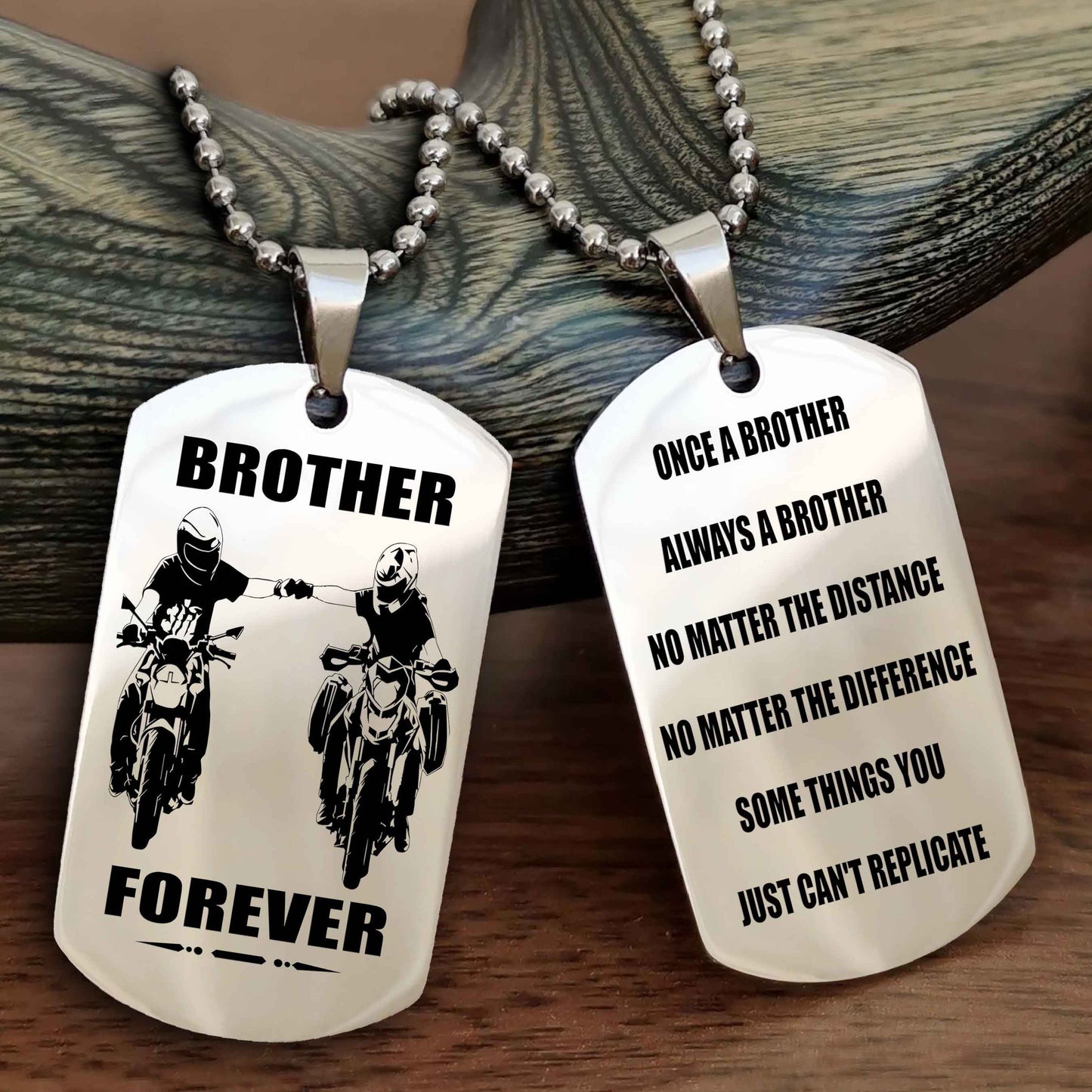 Samurai customizable engraved dog tag double sided gift from brother - Brother Forever Once A Brother Always A Brother
