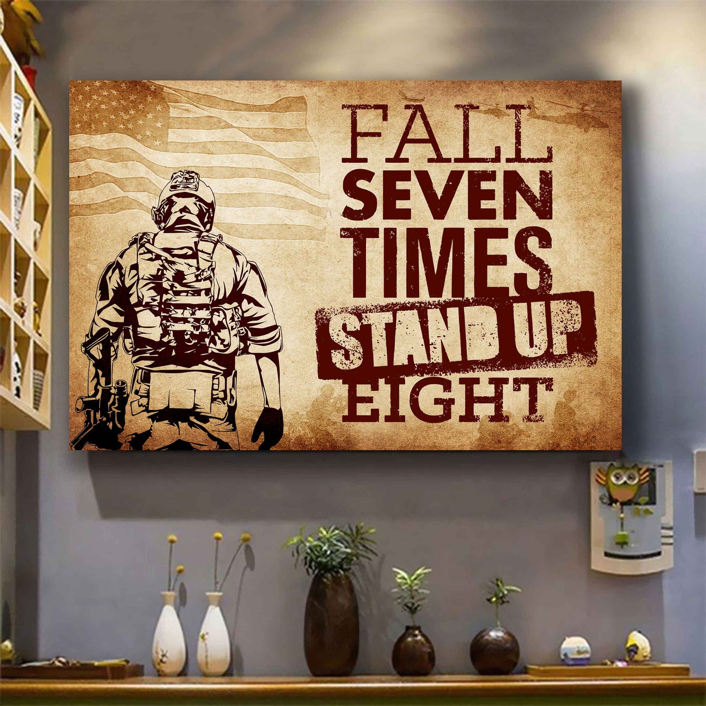 Samurai Poster Canvas Fall Down Seven Times Stand Up Eight