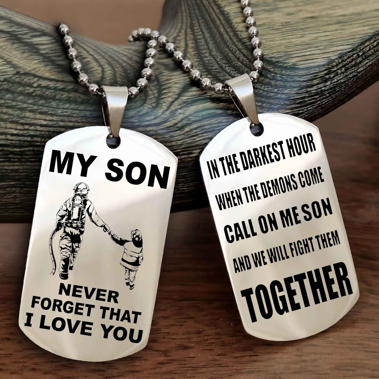 DRB Double Sided Dog Tag To My Son Never Forget That I Love You New Version - Call On Me Son And We Will Fight Them Together
