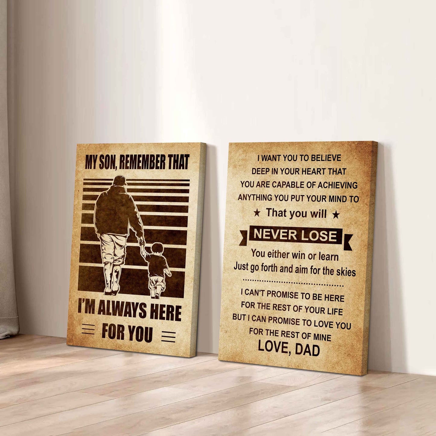 Combo 2 DRB Poster Canvas My Son Remember That - You Will Never Lose You Either Win Or Learn