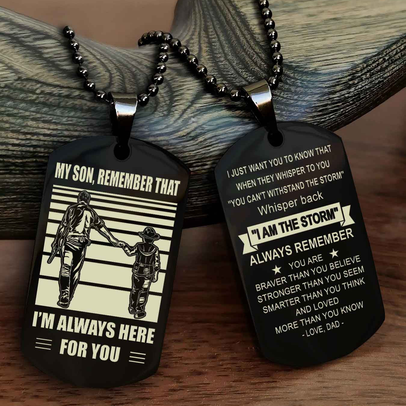 TWD Personalized Double Side Dog Tag From Father To Son With Message On The Back Gift For Your Son