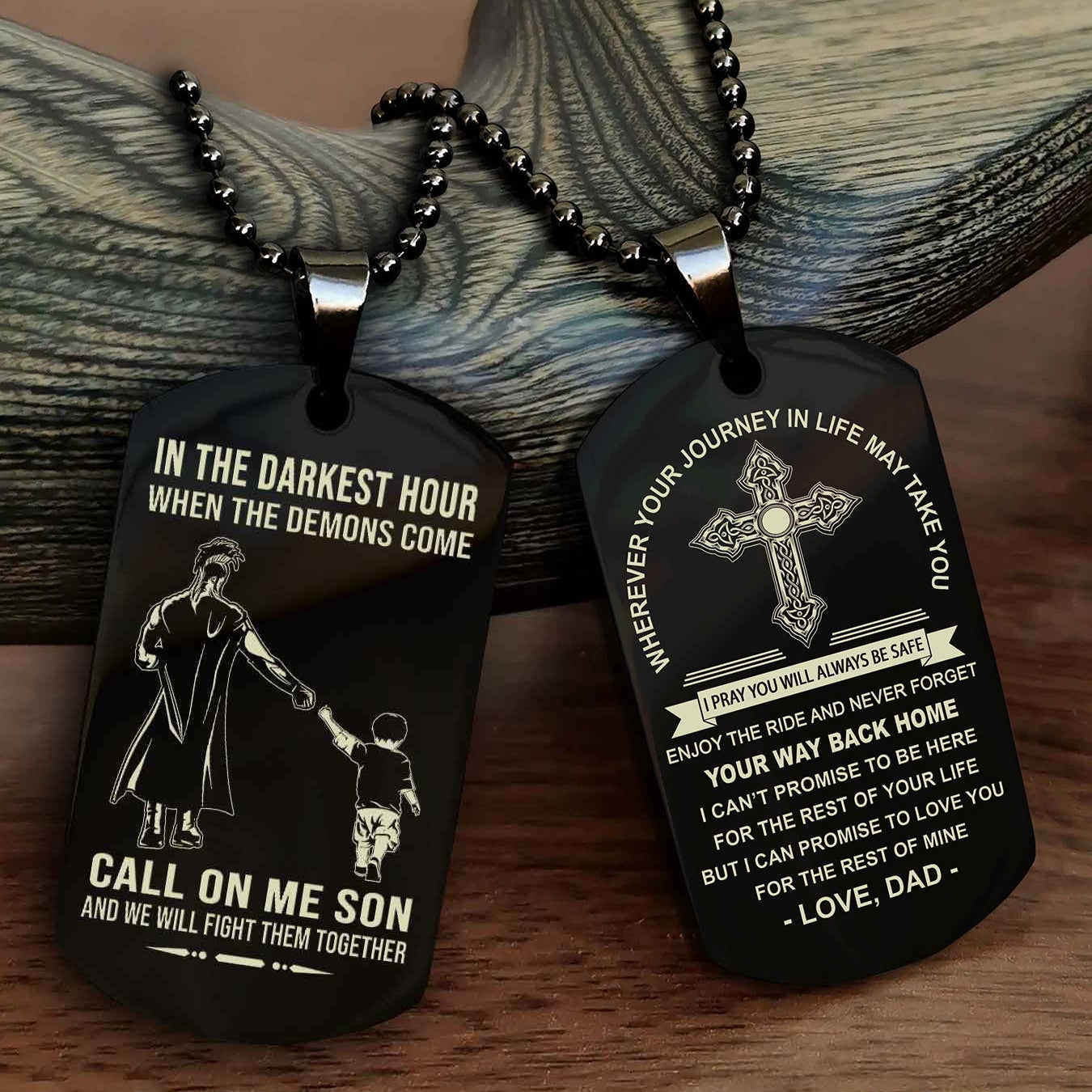 Knight Templar Double Sided Cross Dog Tag Call On Me Son - Gift For Son From Dad Your Way Back Home