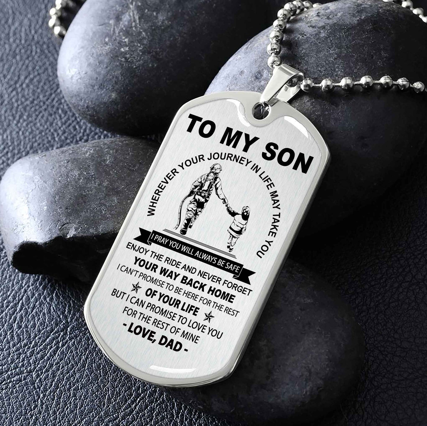 DRB Military Chain 18K Gold Plated Silver Plated To My Son Never Forget Your Way Back Home