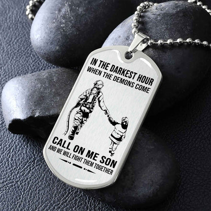 DRB Military Chain Silver Plated 18K Gold Plated Call On Me Son Gift For Your Son