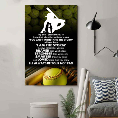 Sport Poster Canvas Mom To Son - Whisper Back I Am The Storm I Will Always Your No 1 Fan