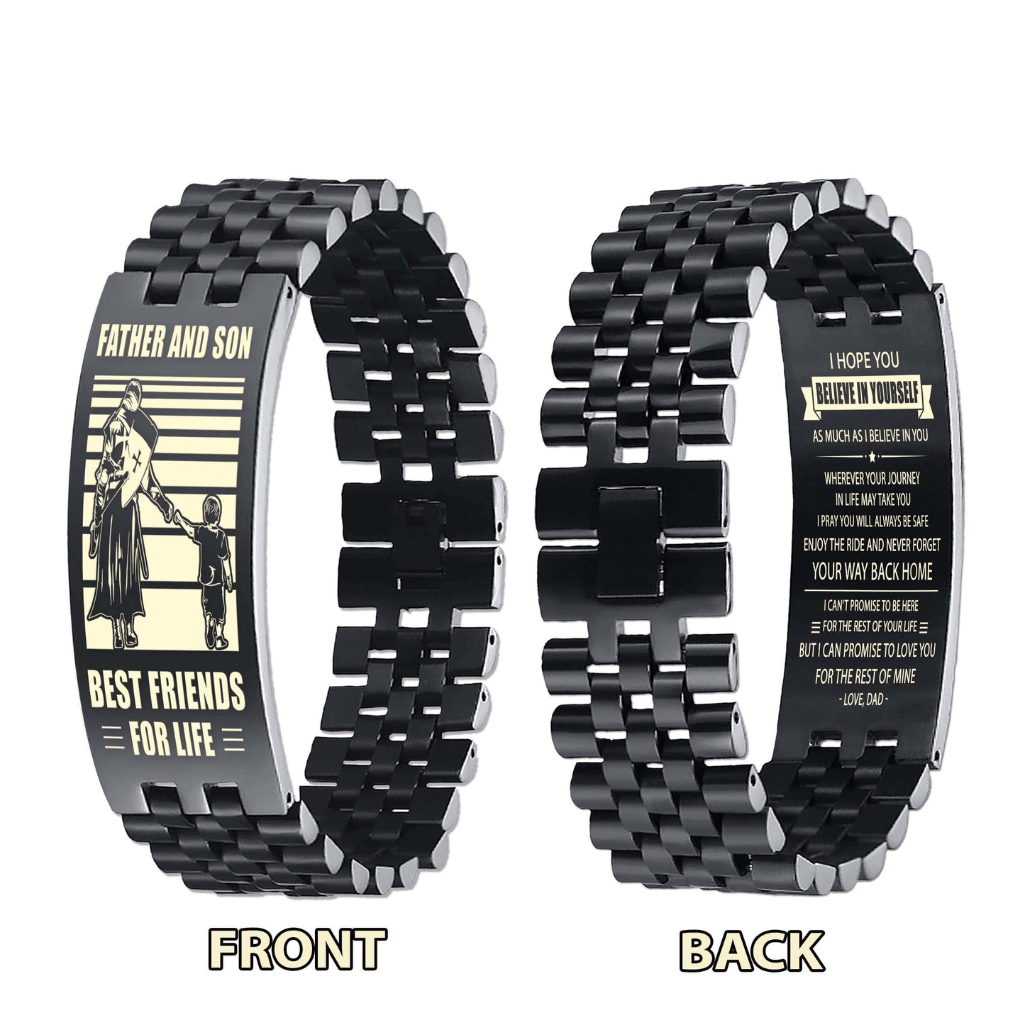 Samurai ANT Personalized Double Sided Bracelet Father And Son Best Friends For Life - Message on the back side