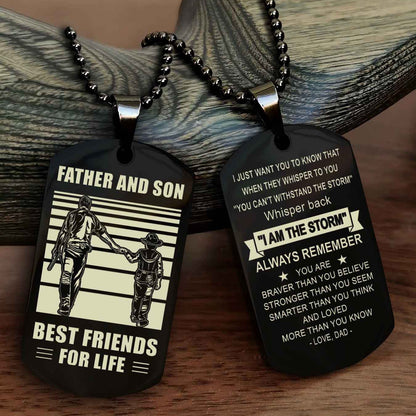 TWD Personalized Double Side Dog Tag From Father To Son With Message On The Back Gift For Your Son